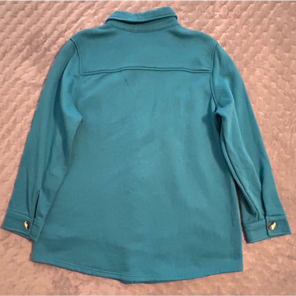 Blair Women's Teal Button-Up Long Sleeve Shirt Jacket Shacket L Cozy Warm NWOT - Picture 7 of 7